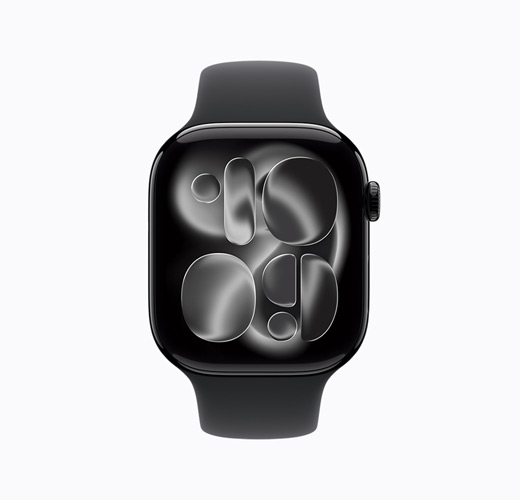 Apple Watch Series 11 color Jet Black mostrato di lato