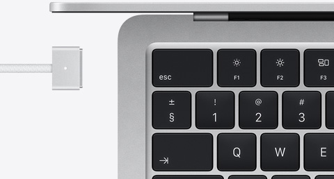 MacBook Air in Silver color with color-matched MagSafe cable