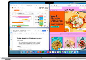 جهاز MacBook&nbsp;Air مع تطبيقات متعددة مفتوحة