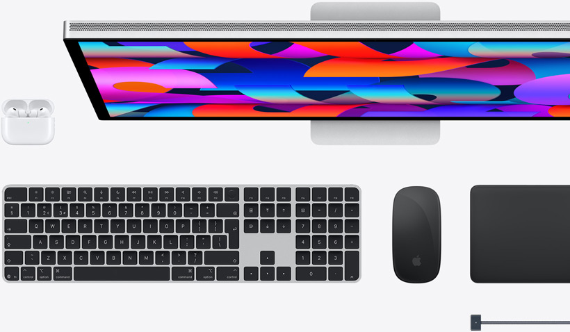 Mac accessories: AirPods, Studio Display, Magic Keyboard, Magic Mouse, Magic Trackpad, MagSafe charging cable