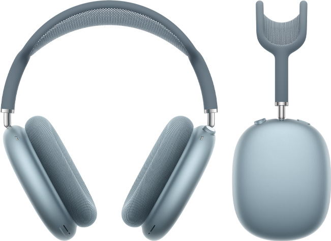 Το AirPods Max Blue τραβήχτηκε από μπροστά και από το πλάι