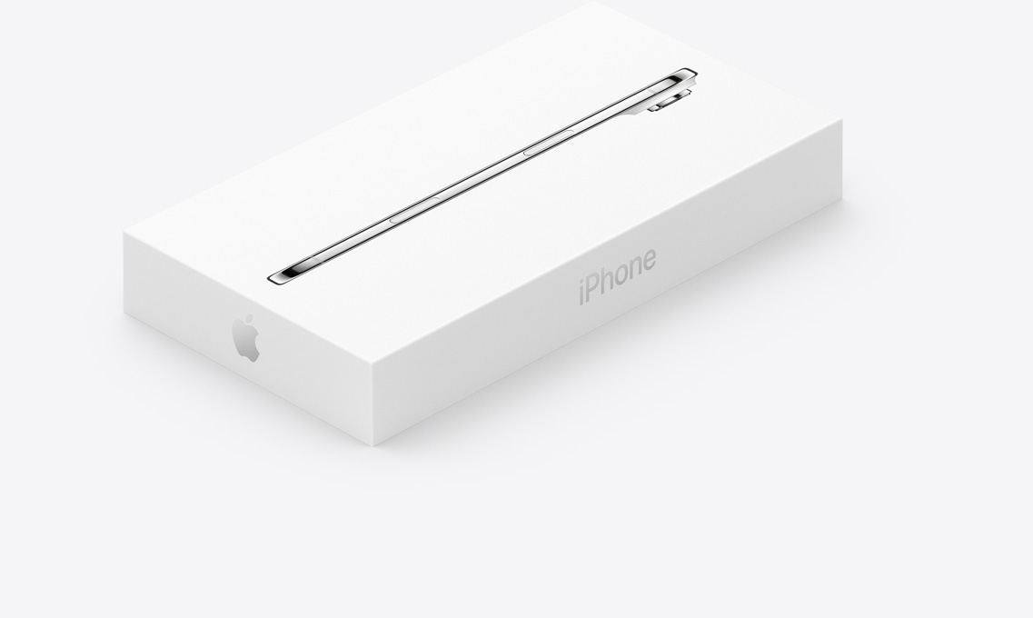 iPhone Air packaging box, white, iPhone Air side exterior printed on lid, iPhone printed on side